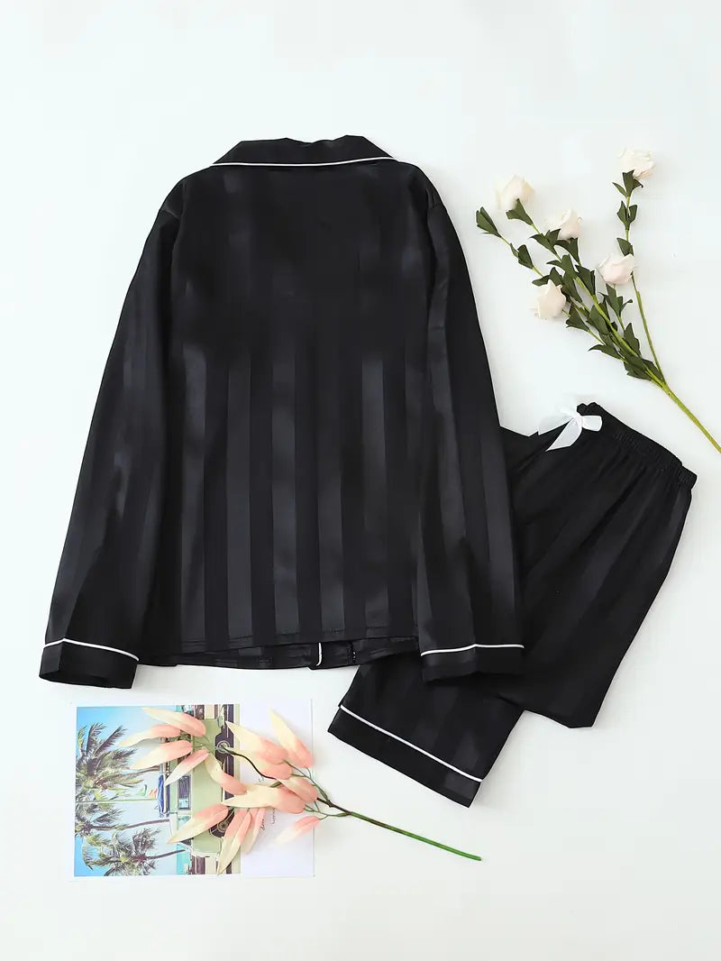 Elegant Silk Shirt & Pajama Set | 2 Pcs Silk Night Dress
