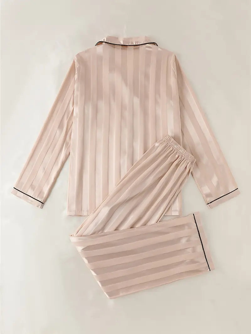 Elegant Silk Shirt & Pajama Set | 2 Pcs Silk Night Dress