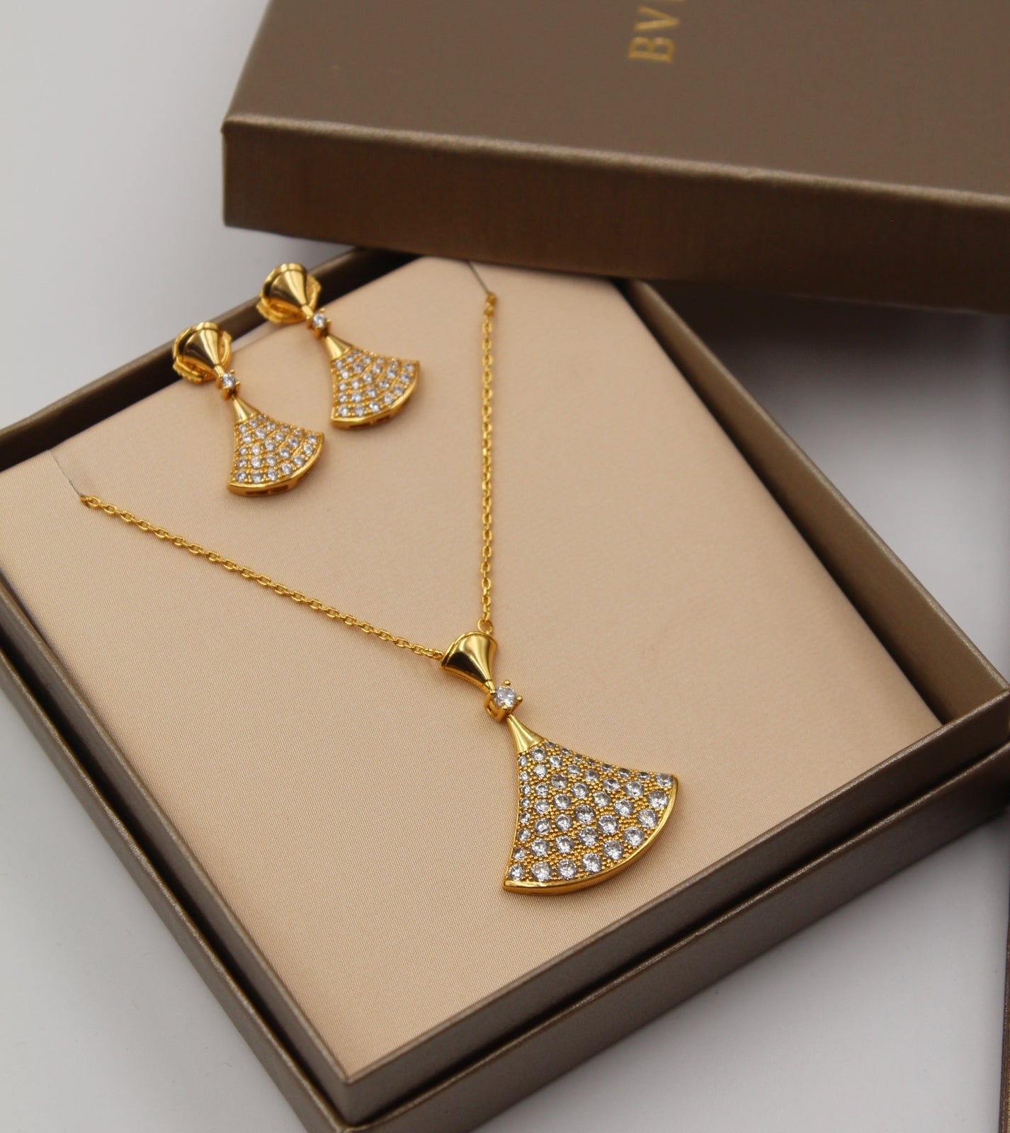 Golden Elegance Gown Necklace Set