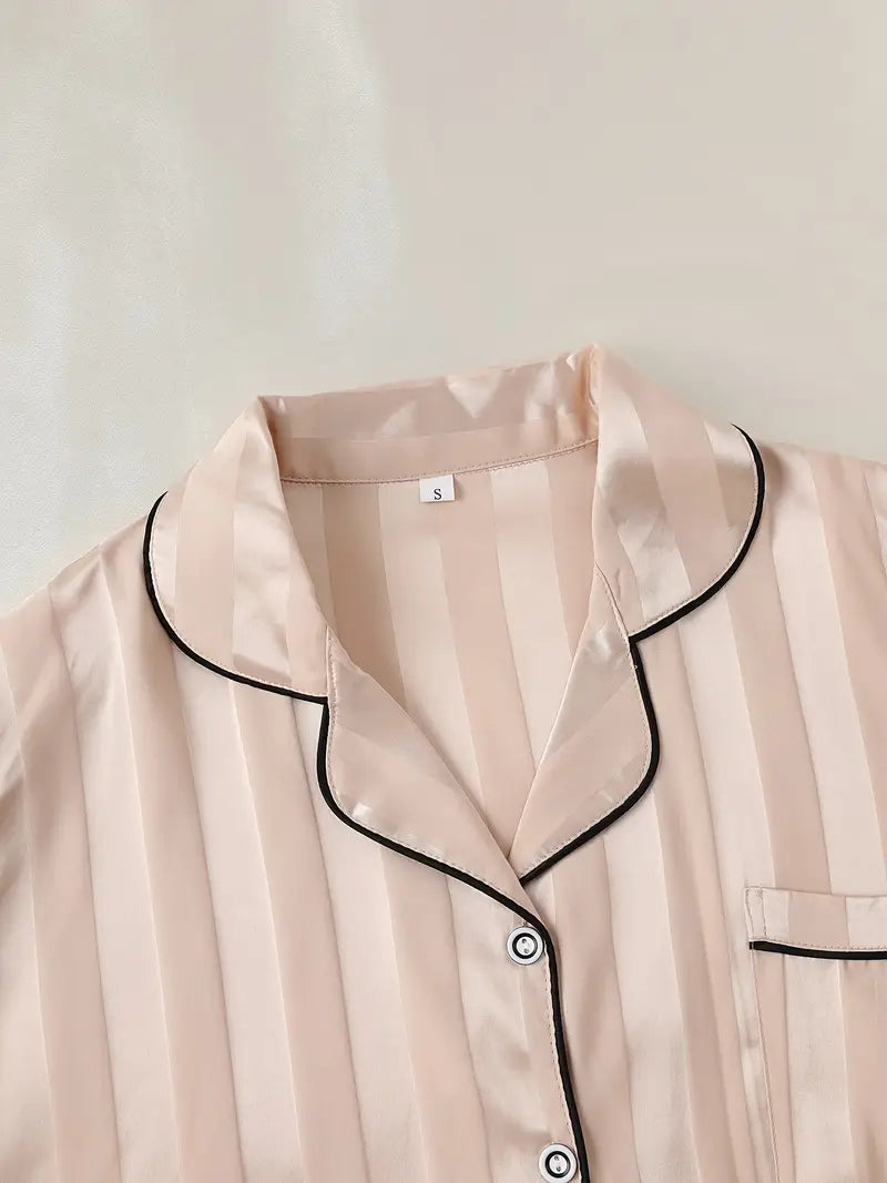 Elegant Silk Shirt & Pajama Set | 2 Pcs Silk Night Dress