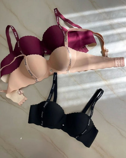 Seamless Plain Padded Push-up Fashion Non Wire Half Cup Bra